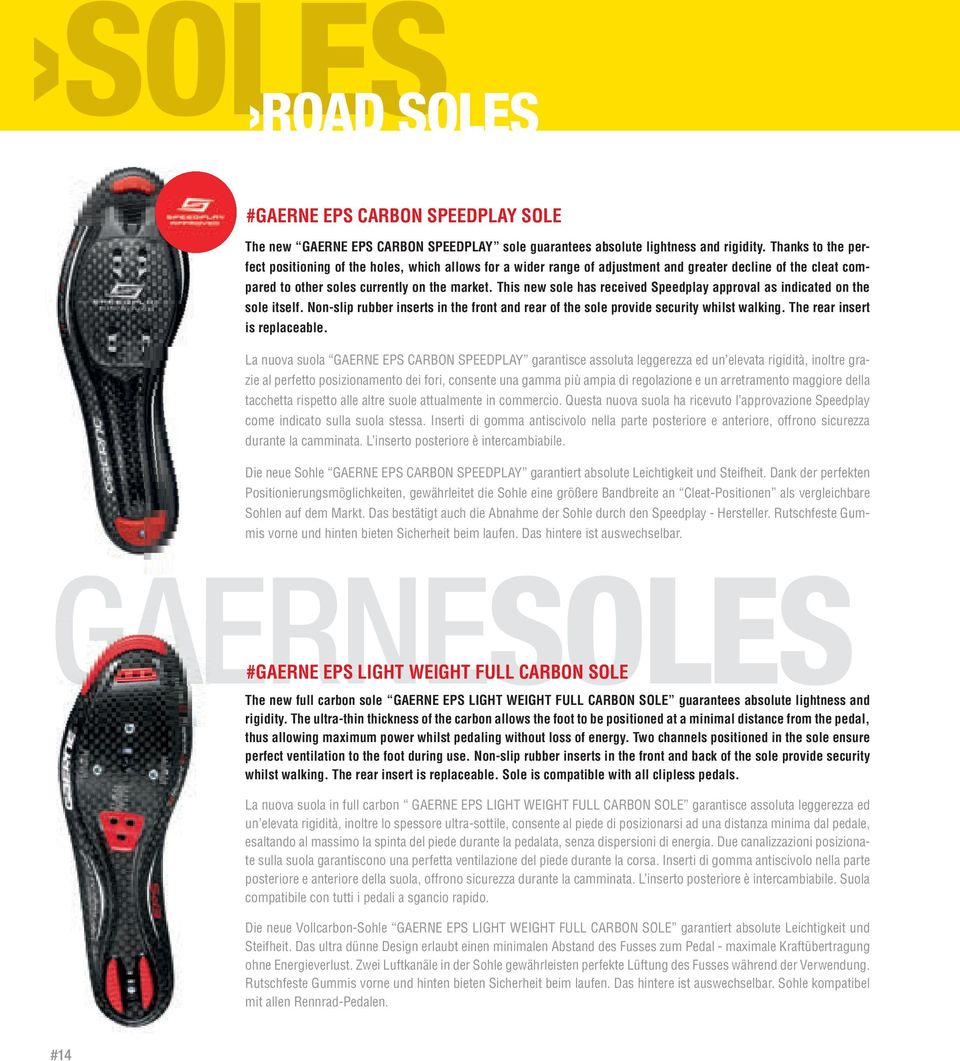 This new sole has received Speedplay approval as indicated on the sole itself. Non-slip rubber inserts in the front and rear of the sole provide security whilst walking.