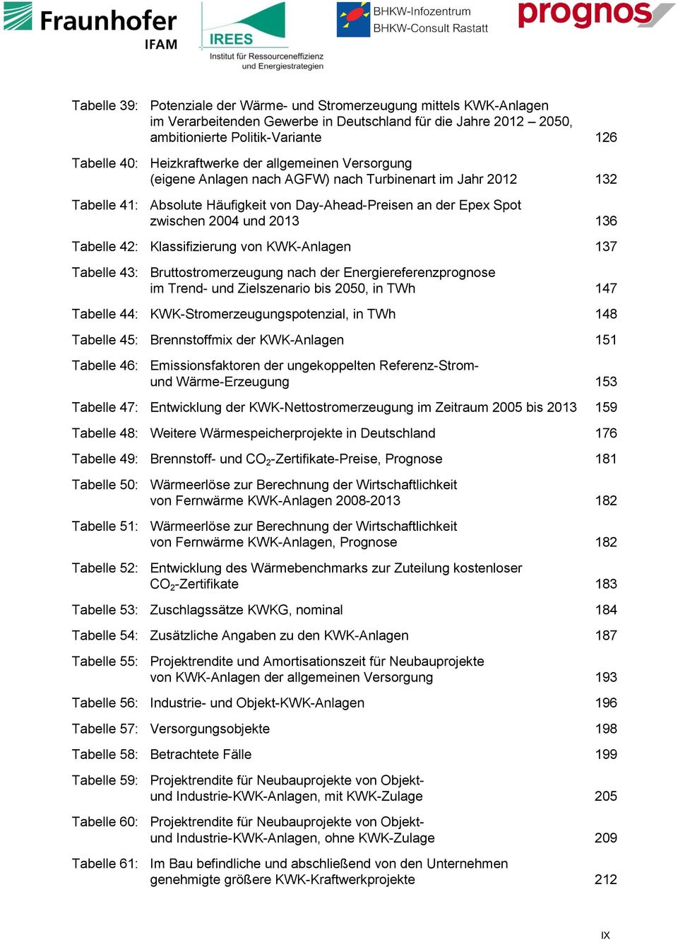 136 Tabelle 42: Klassifizierung von KWK-Anlagen 137 Tabelle 43: Bruttostromerzeugung nach der Energiereferenzprognose im Trend- und Zielszenario bis 2050, in TWh 147 Tabelle 44: