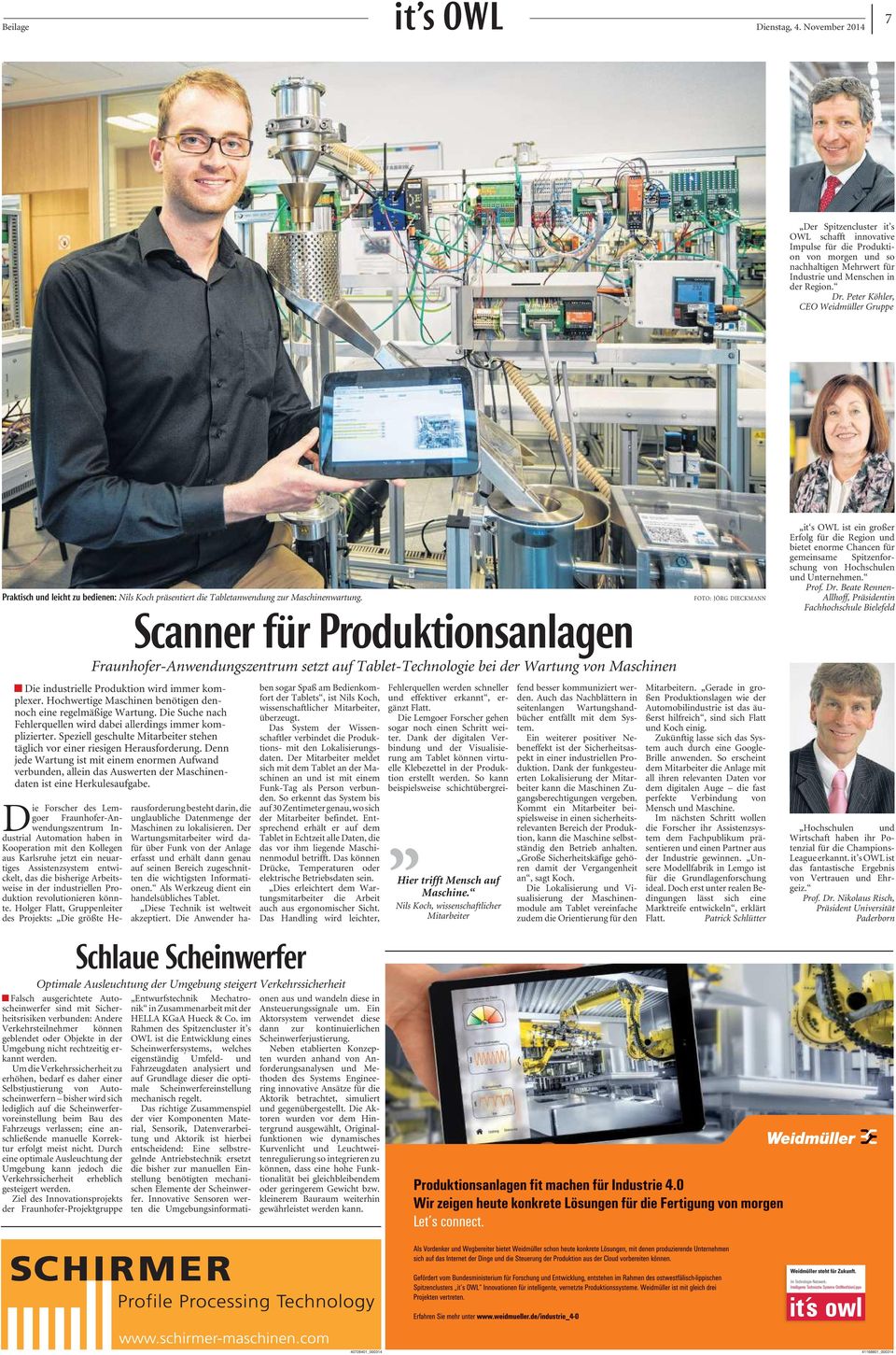 Fraunhofer-Anwendungszentrum setzt auf Tablet-Technologie bei der Wartung von Maschinen Die industrielle Produktion wird immer komplexer.