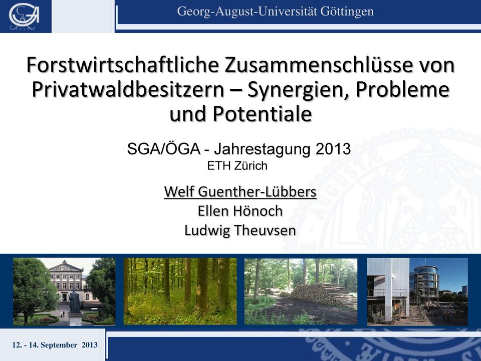 Potentiale SGA/ÖGA - Jahrestagung 2013 ETH