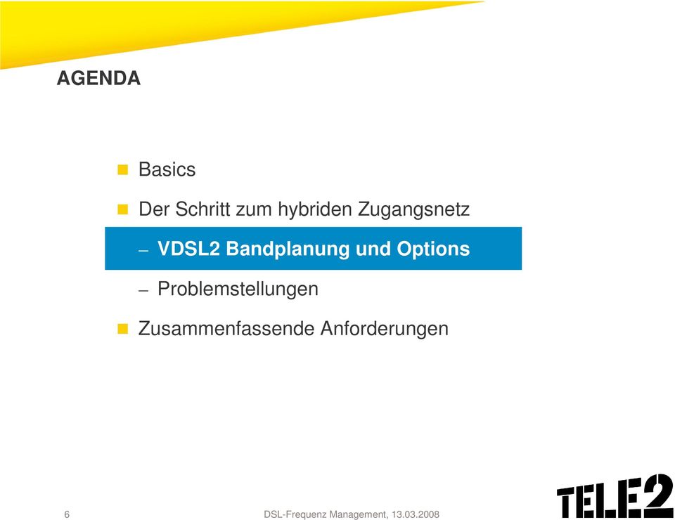 Bandplanung und Options