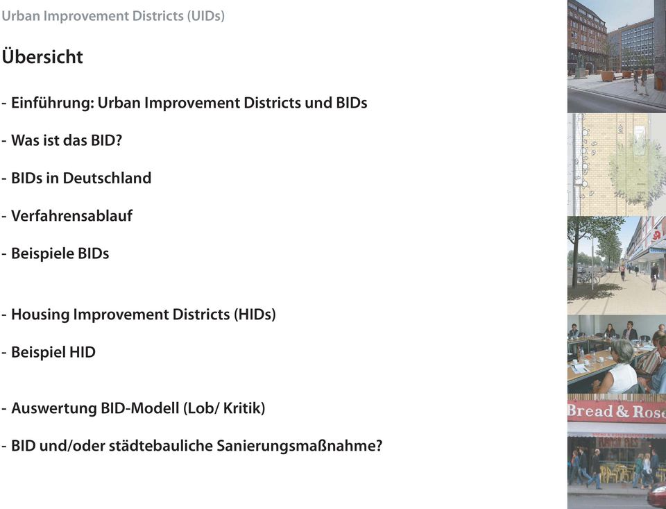 BIDs in Deutschland Verfahrensablauf Beispiele BIDs Housing Improvement