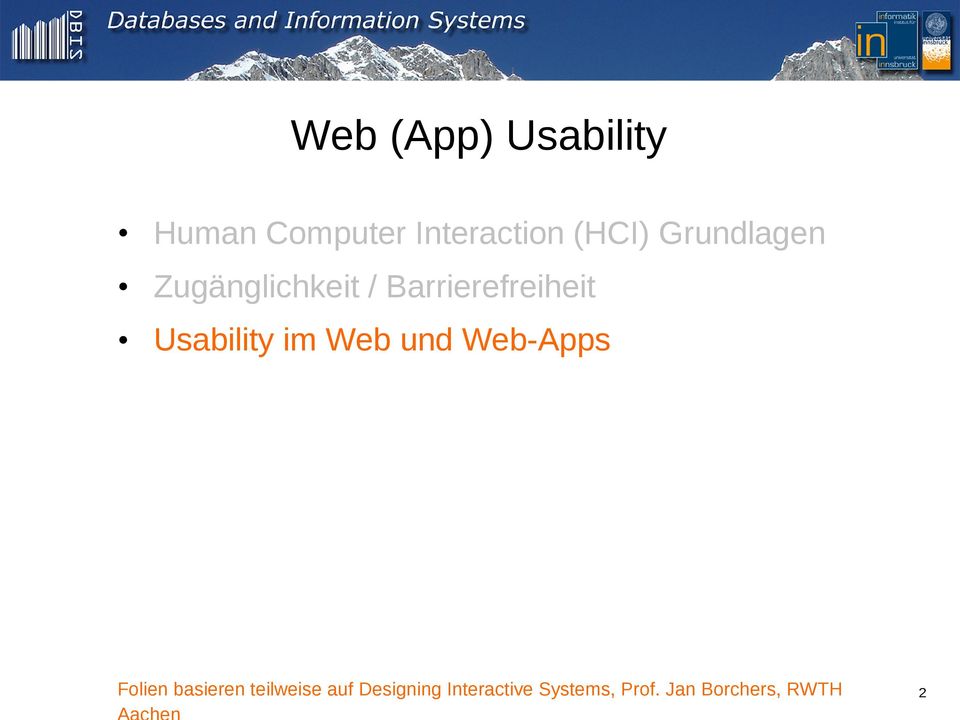 Usability im Web und Web-Apps Folien basieren