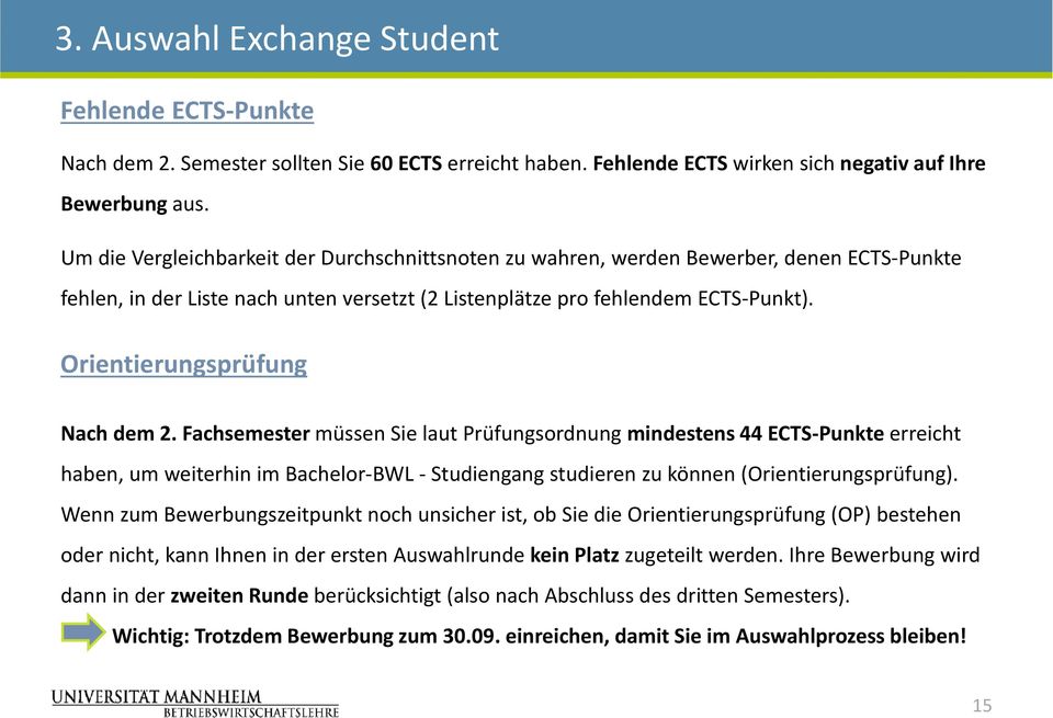 Orientierungsprüfung Nach dem 2.