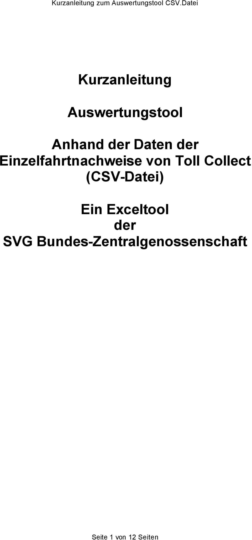 Collect (CSV-Datei) Ein Exceltool der SVG