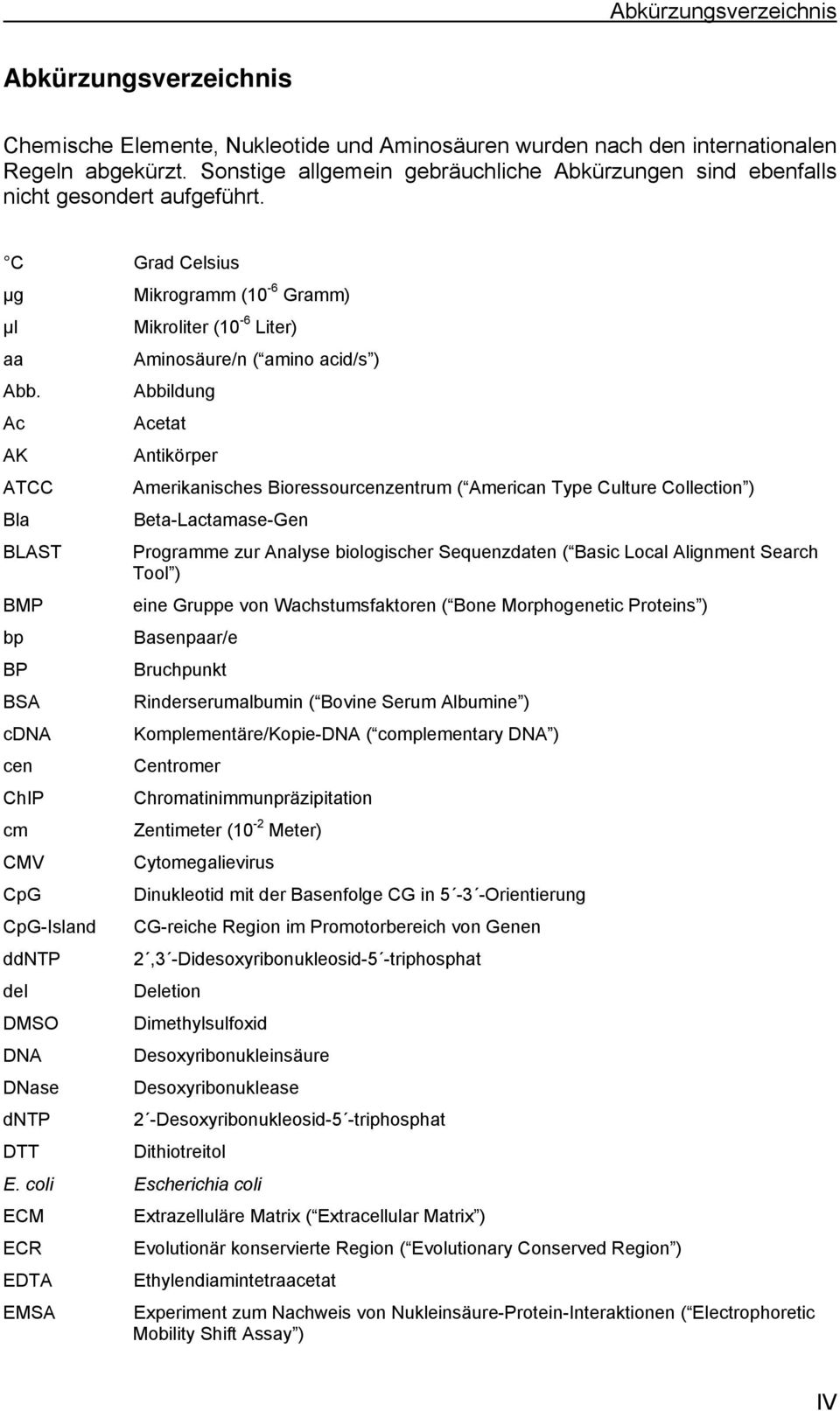 Abbildung Ac Acetat AK Antikörper ATCC Amerikanisches Bioressourcenzentrum ( American Type Culture Collection ) Bla Beta-Lactamase-Gen BLAST Programme zur Analyse biologischer Sequenzdaten ( Basic