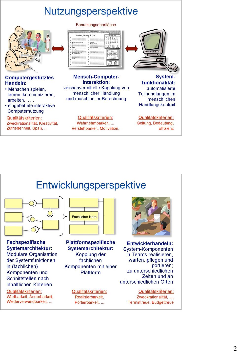 .. Mensch-ComputerInteraktion: zeichenvermittelte Kopplung von menschlicher Handlung und maschineller Berechnung Systemfunktionalität: automatisierte Teilhandlungen im menschlichen Handlungskontext