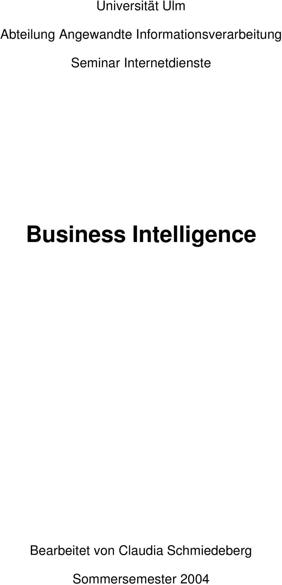 Internetdienste Business Intelligence