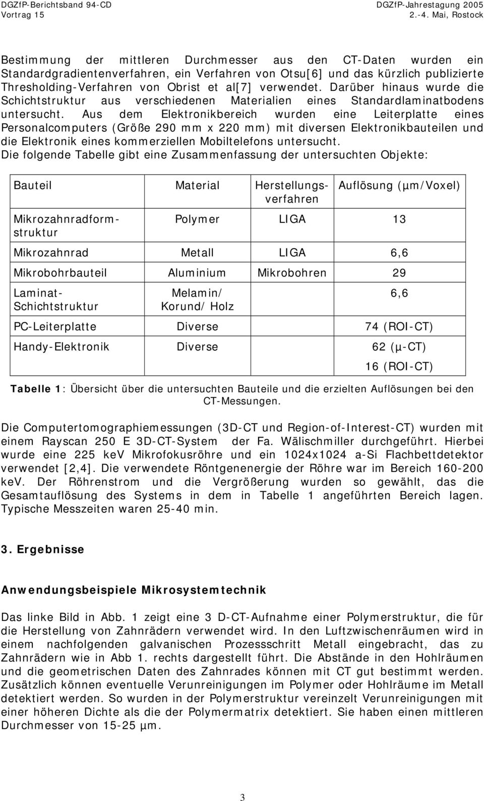 Aus dem Elektronikbereich wurden eine Leiterplatte eines Personalcomputers (Größe 290 mm x 220 mm) mit diversen Elektronikbauteilen und die Elektronik eines kommerziellen Mobiltelefons untersucht.