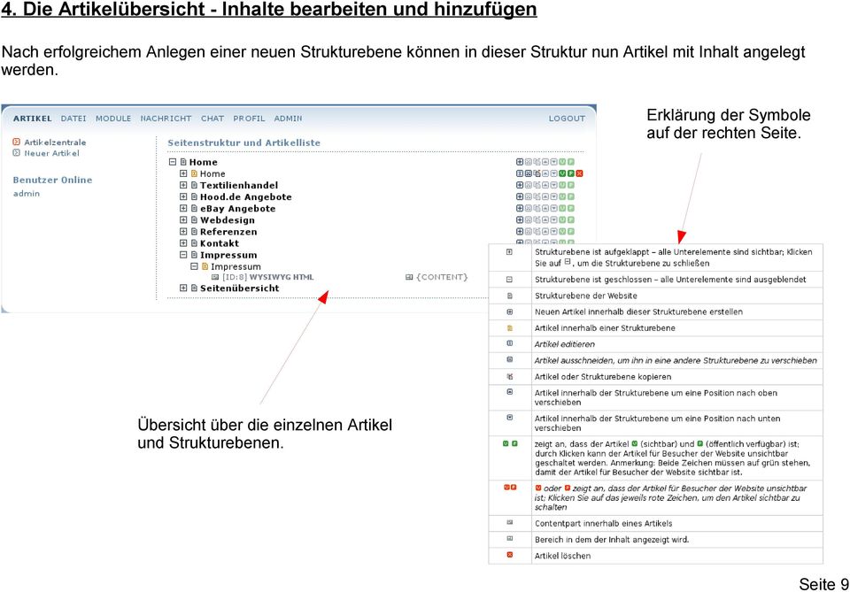 Struktur nun Artikel mit Inhalt angelegt werden.