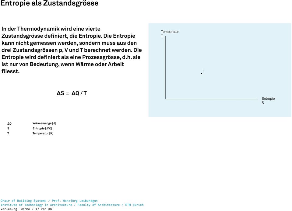 werden. Die Entropie wird definiert als eine Prozessgrösse, d.h.