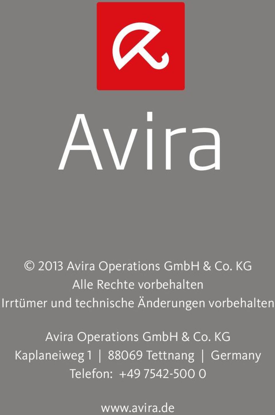 Änderungen vorbehalten Avira Operations GmbH & Co.