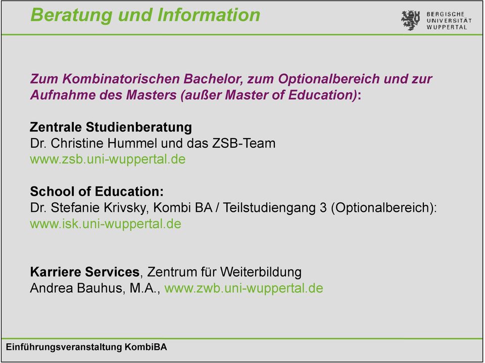 uni-wuppertal.de School of Education: Dr.