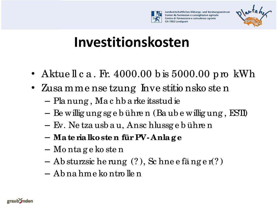 Bewilligungsgebühren (Baubewilligung, ESTI) Ev.