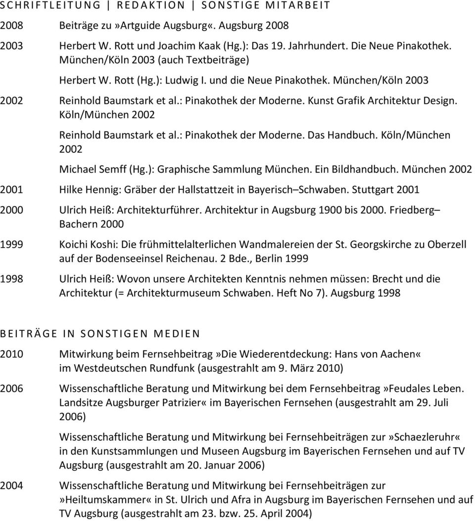 Kunst Grafik Architektur Design. Köln/München 2002 Reinhold Baumstark et al.: Pinakothek der Moderne. Das Handbuch. Köln/München 2002 Michael Semff (Hg.): Graphische Sammlung München.