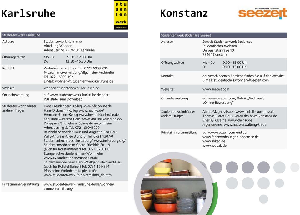 hfk-online.de Hans-Dickmann-Kolleg www.hadiko.de/ Hermann-Ehlers-Kolleg www.hek.uni-karlsruhe.de Karl-Hans-Albrecht-Haus www.kha.uni-karlsruhe.de/ Kolleg am Ring, ehem.