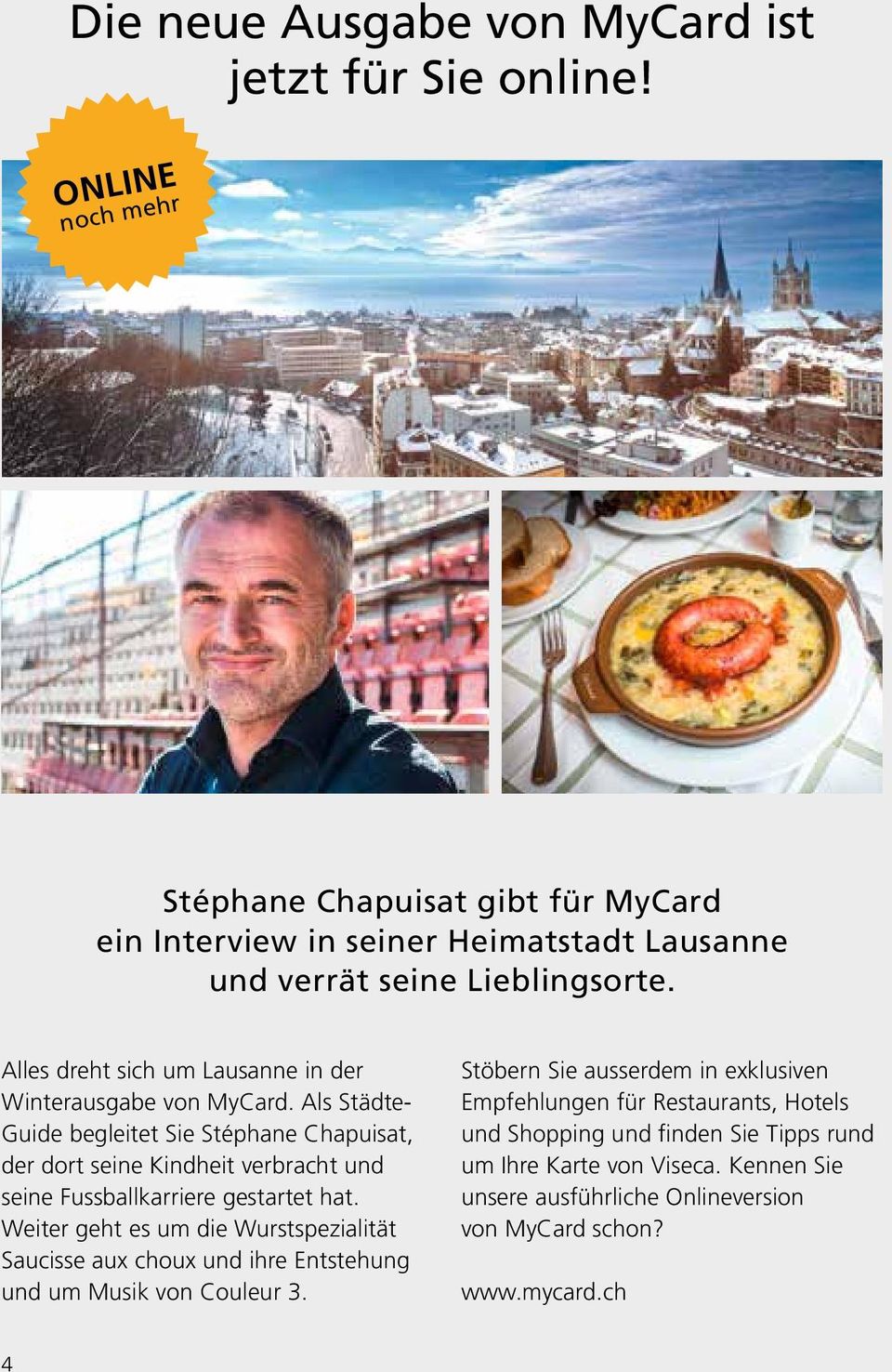 Alles dreht sich um Lausanne in der Winterausgabe von MyCard.