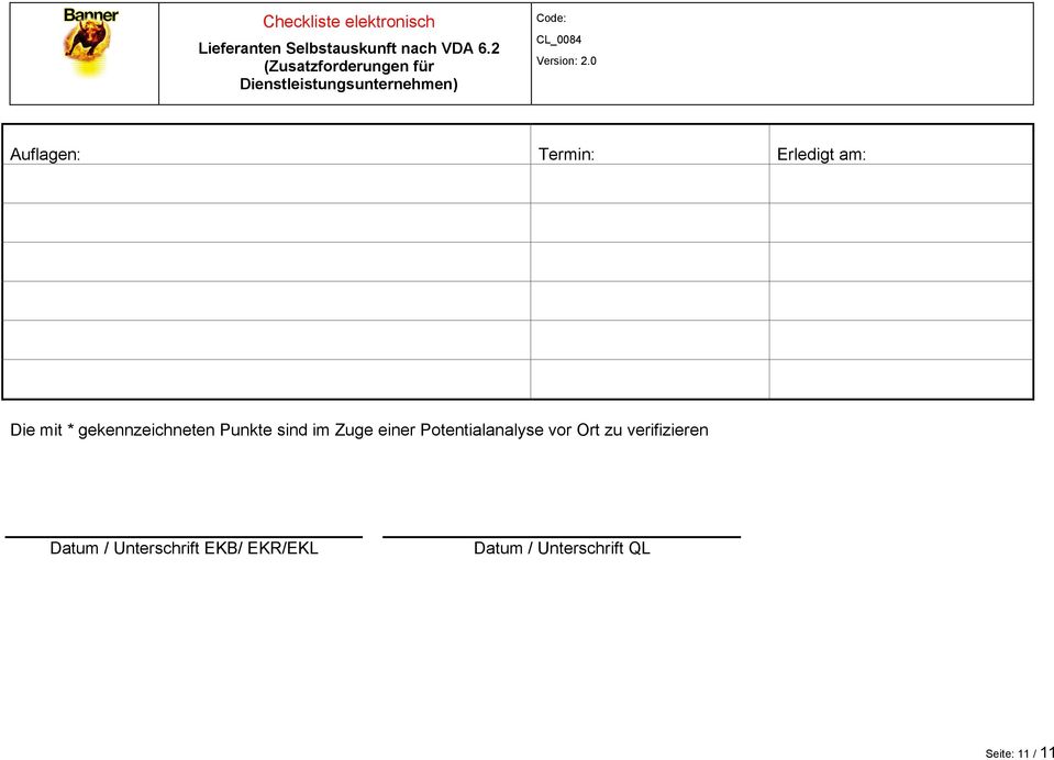 Potentialanalyse vor Ort zu verifizieren Datum /