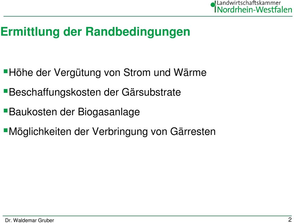 Beschaffungskosten der Gärsubstrate