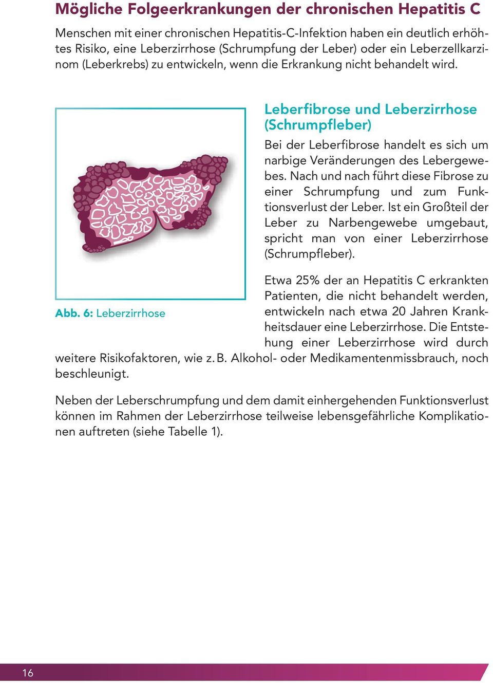 Leberfibrose und Leberzirrhose (Schrumpfleber) Bei der Leberfibrose handelt es sich um narbige Veränderungen des Lebergewebes.
