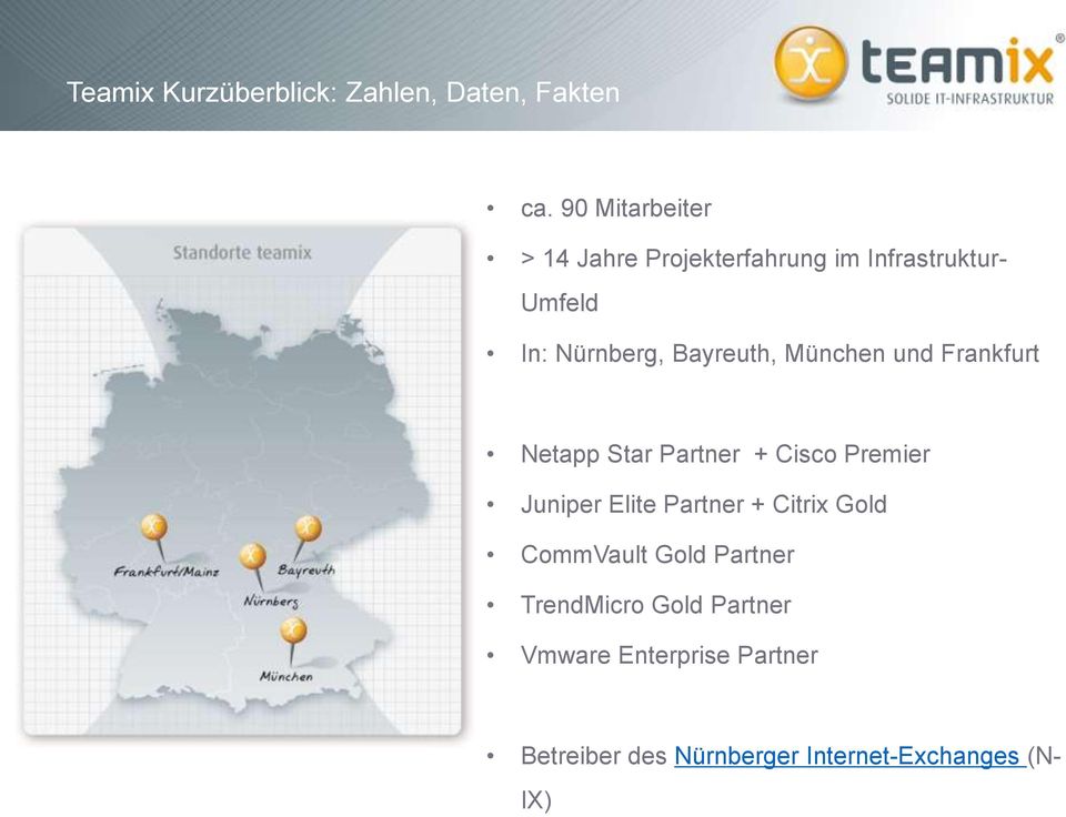 Bayreuth, München und Frankfurt Netapp Star Partner + Cisco Premier Juniper Elite Partner