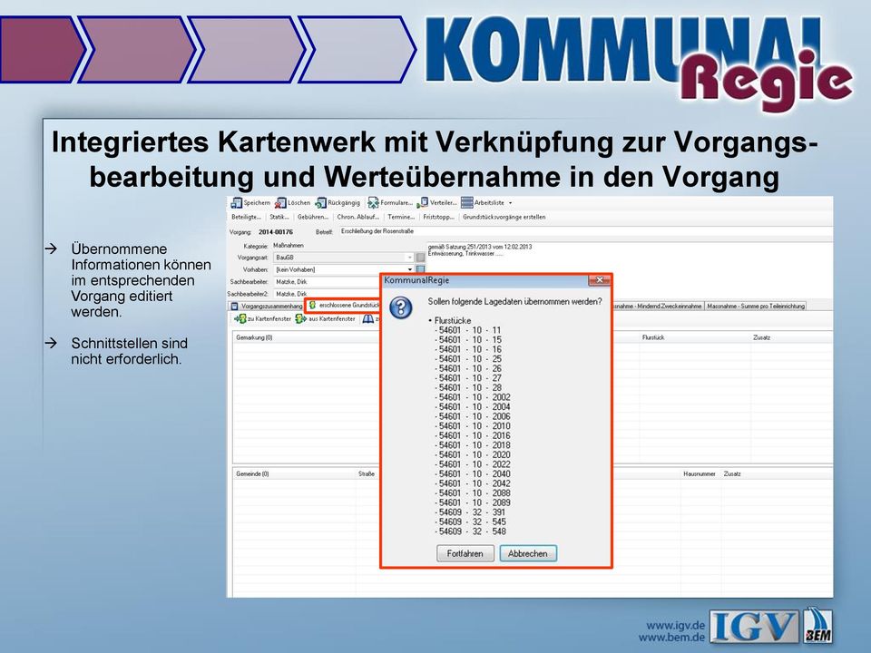 Übernommene Informationen können im entsprechenden