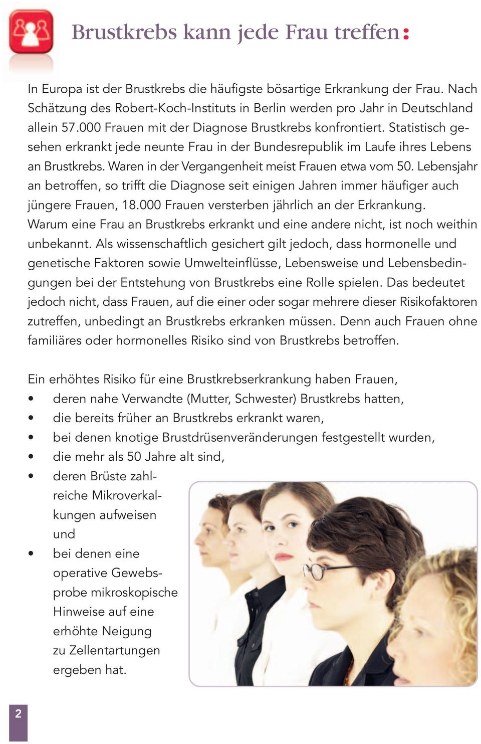 Statistisch gesehen erkrankt jede neunte Frau in der Bundesrepublik im Laufe ihres Lebens an Brustkrebs. Waren in der Vergangenheit meist Frauen etwa vom 50.