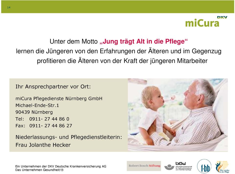 Ansprechpartner vor Ort: micura Pflegedienste Nürnberg GmbH Michael-Ende-Str.