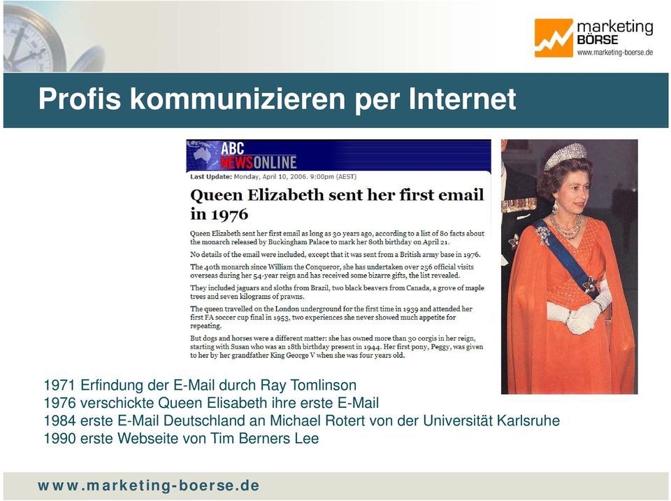 erste E-Mail 1984 erste E-Mail Deutschland an Michael Rotert