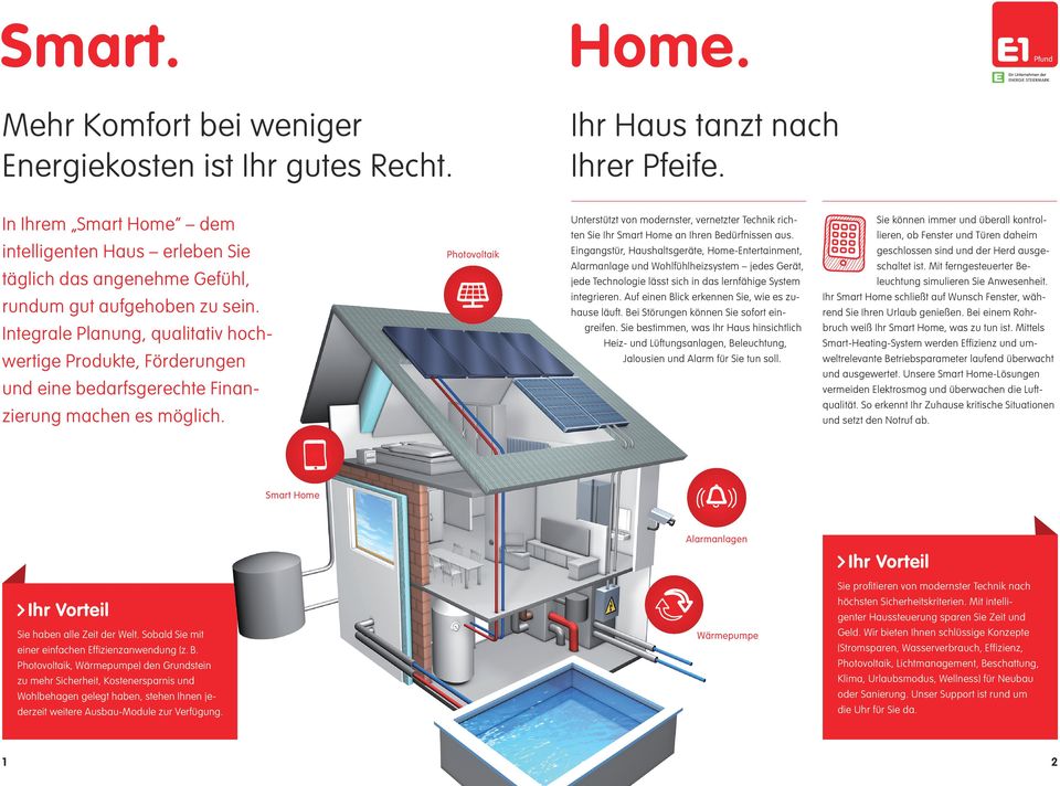 Photovoltaik Unterstützt von modernster, vernetzter Technik richten Sie Ihr Smart Home an Ihren Bedürfnissen aus.