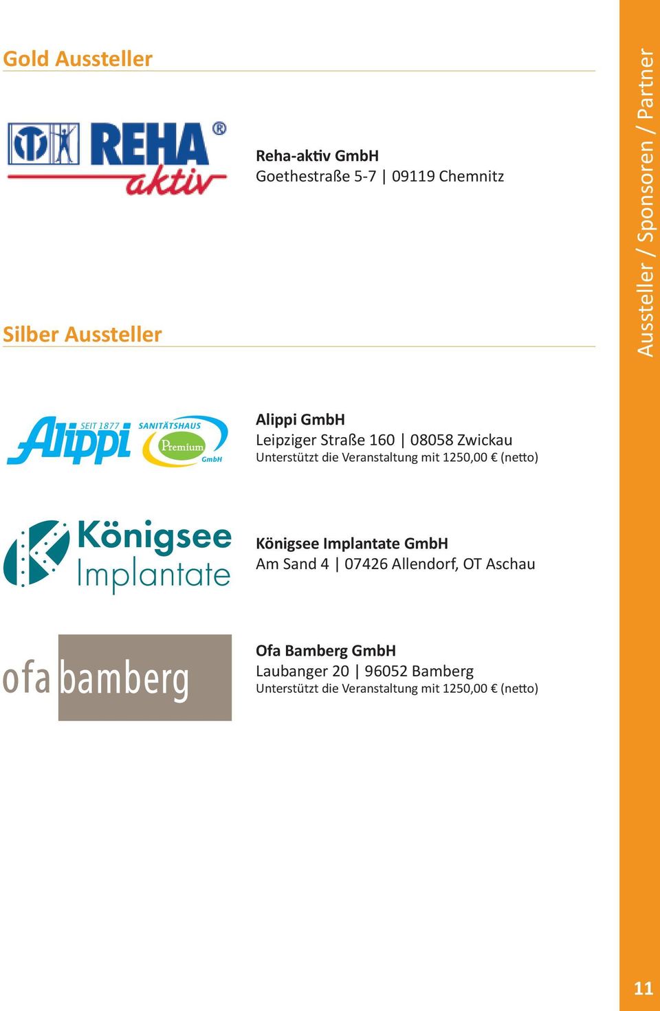 Veranstaltung mit 1250,00 (netto) Königsee Implantate GmbH Am Sand 4 07426 Allendorf, OT