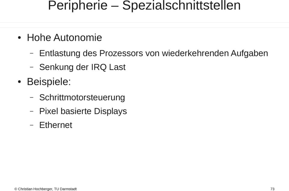 Senkung der IRQ Last Beispiele: Schrittmotorsteuerung