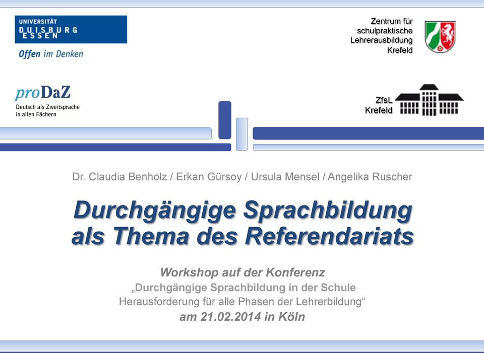 Sprachbildung als Thema des Referendariats Workshop auf der Konferenz Durchgängige