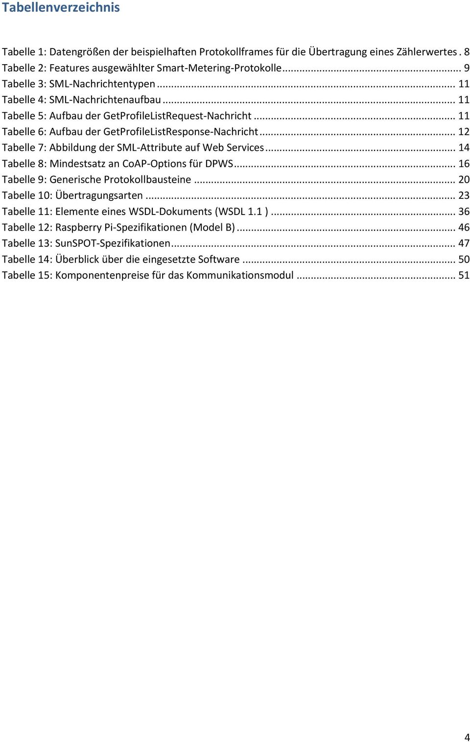 .. 12 Tabelle 7: Abbildung der SML Attribute auf Web Services... 14 Tabelle 8: Mindestsatz an CoAP Options für DPWS... 16 Tabelle 9: Generische Protokollbausteine... 20 Tabelle 10: Übertragungsarten.