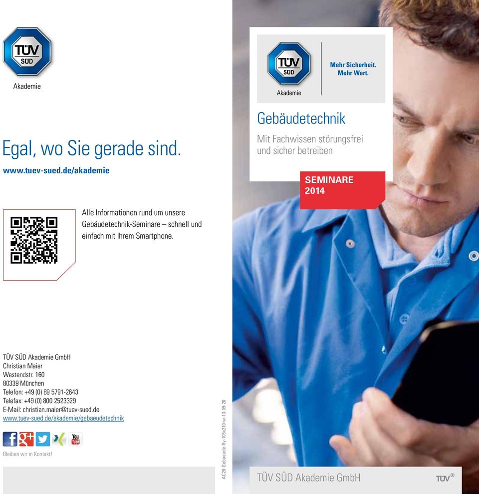 Gebäudetechnik-Seminare schnell und einfach mit Ihrem Smartphone. TÜV SÜD Akademie GmbH Christian Maier Westendstr.
