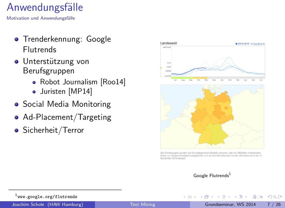 Media Monitoring Ad-Placement/Targeting Sicherheit/Terror Google Flutrends 1 1 www.