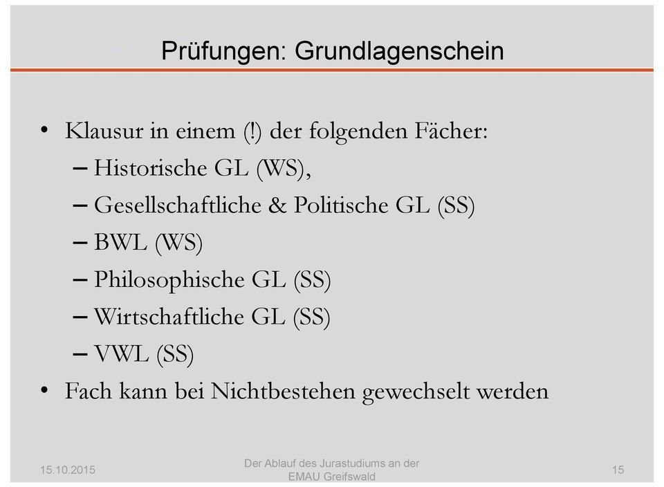 Gesellschaftliche & Politische GL (SS) BWL (WS)