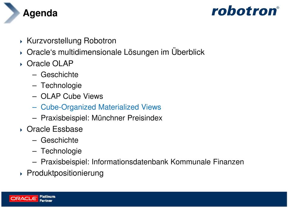 Materialized Views Praxisbeispiel: Münchner Preisindex Oracle Essbase