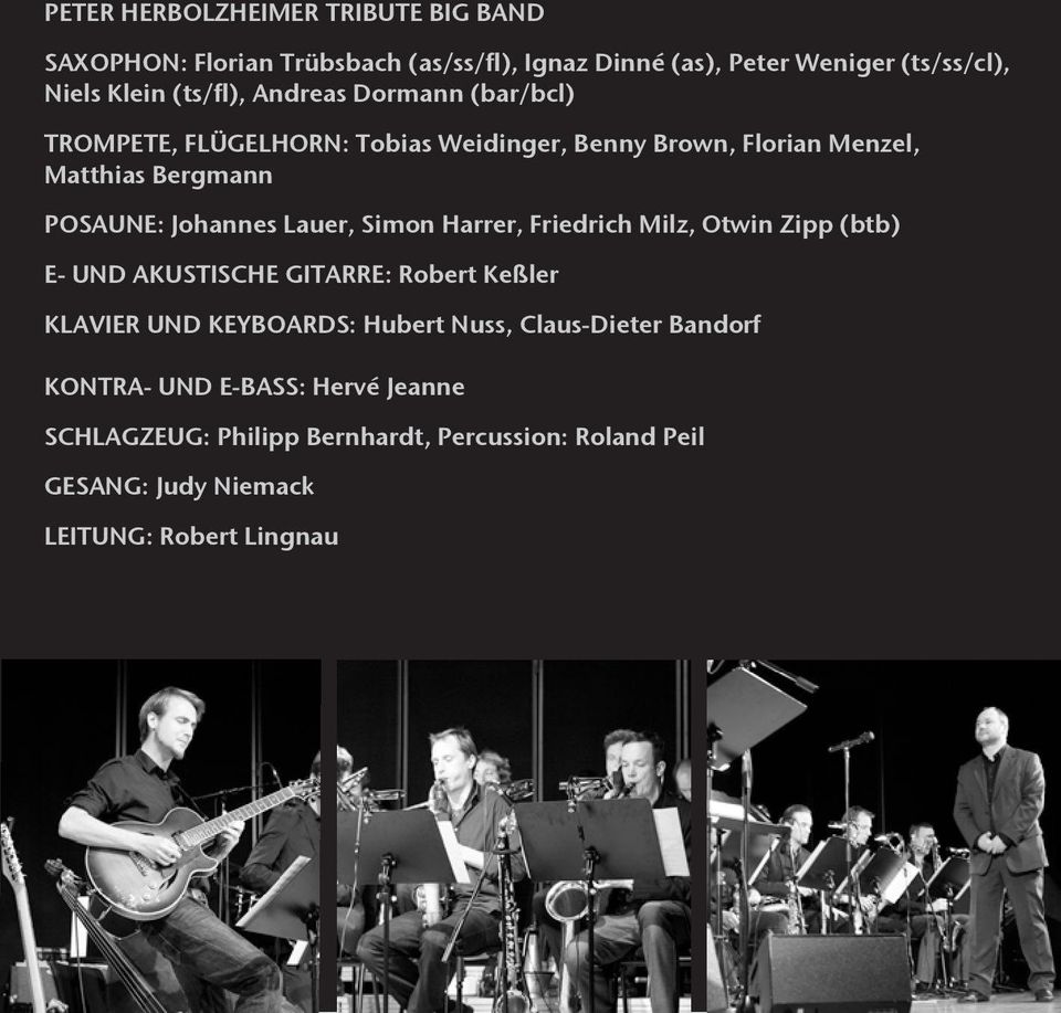 Lauer, Simon Harrer, Friedrich Milz, Otwin Zipp (btb) E- und akustische Gitarre: Robert Keßler Klavier und Keyboards: Hubert Nuss,