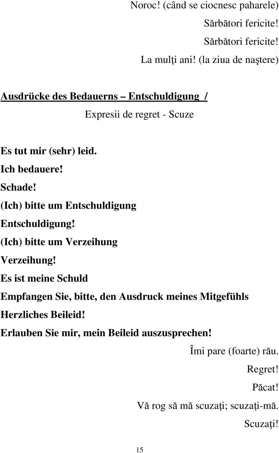 Schade! (Ich) bitte um Entschuldigung Entschuldigung! (Ich) bitte um Verzeihung Verzeihung!