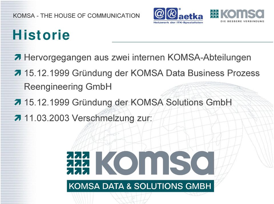 1999 Gründung der KOMSA Data Business Prozess
