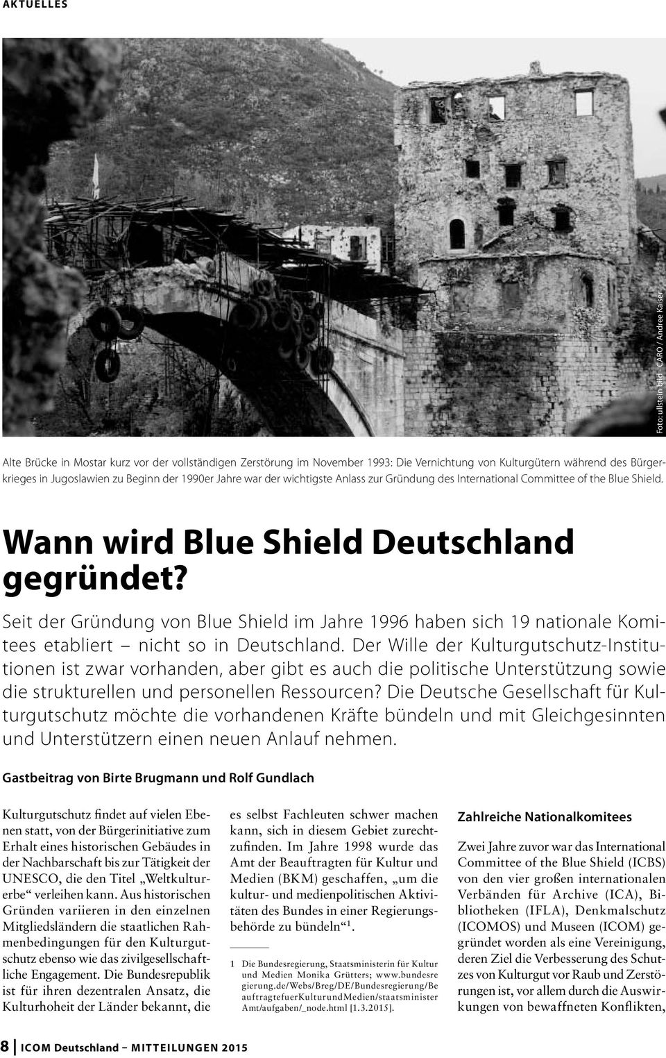 Seit der Gründung von Blue Shield im Jahre 1996 haben sich 19 nationale Komitees etabliert nicht so in Deutschland.