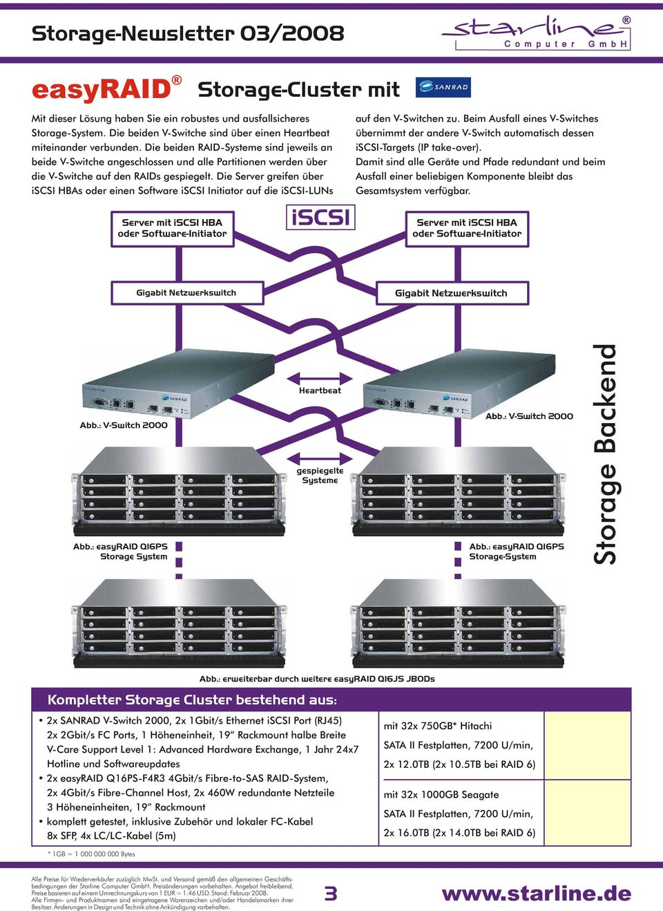 Die Server greifen über iscsi HBAs oder einen Software iscsi Initiator auf die iscsi-luns auf den V-Switchen zu.