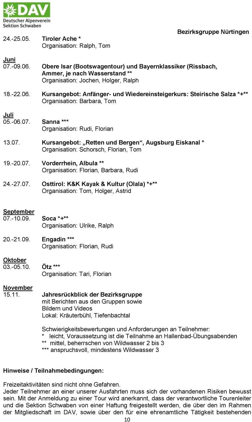 Kursangebot: Anfänger- und Wiedereinsteigerkurs: Steirische Salza *+** Organisation: Barbara, Tom Juli 05.-06.07.