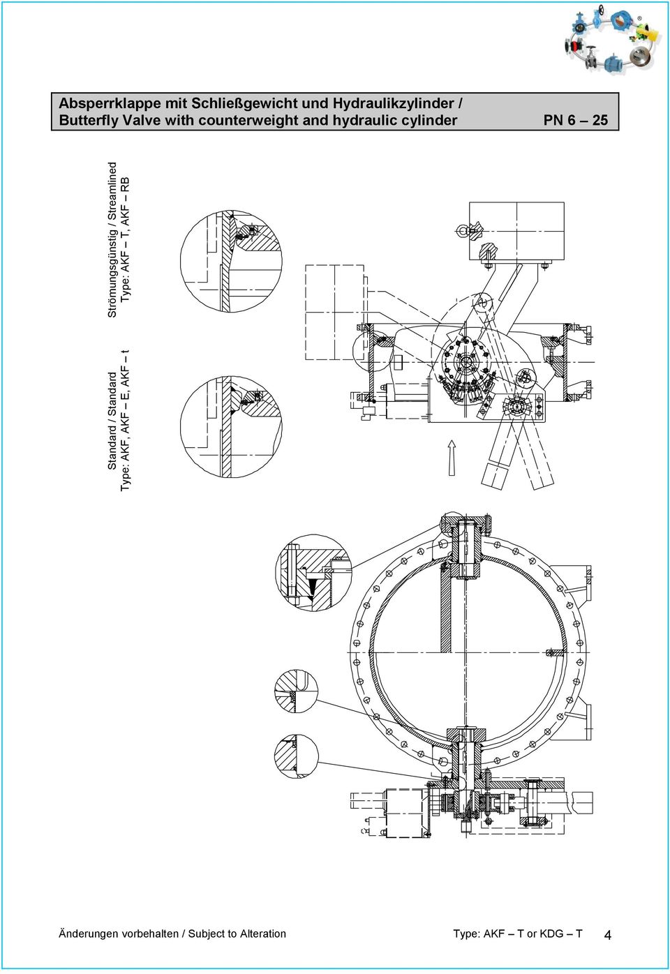 Hydraulikzylinder / Butterfly Valve with counterweight and hydraulic