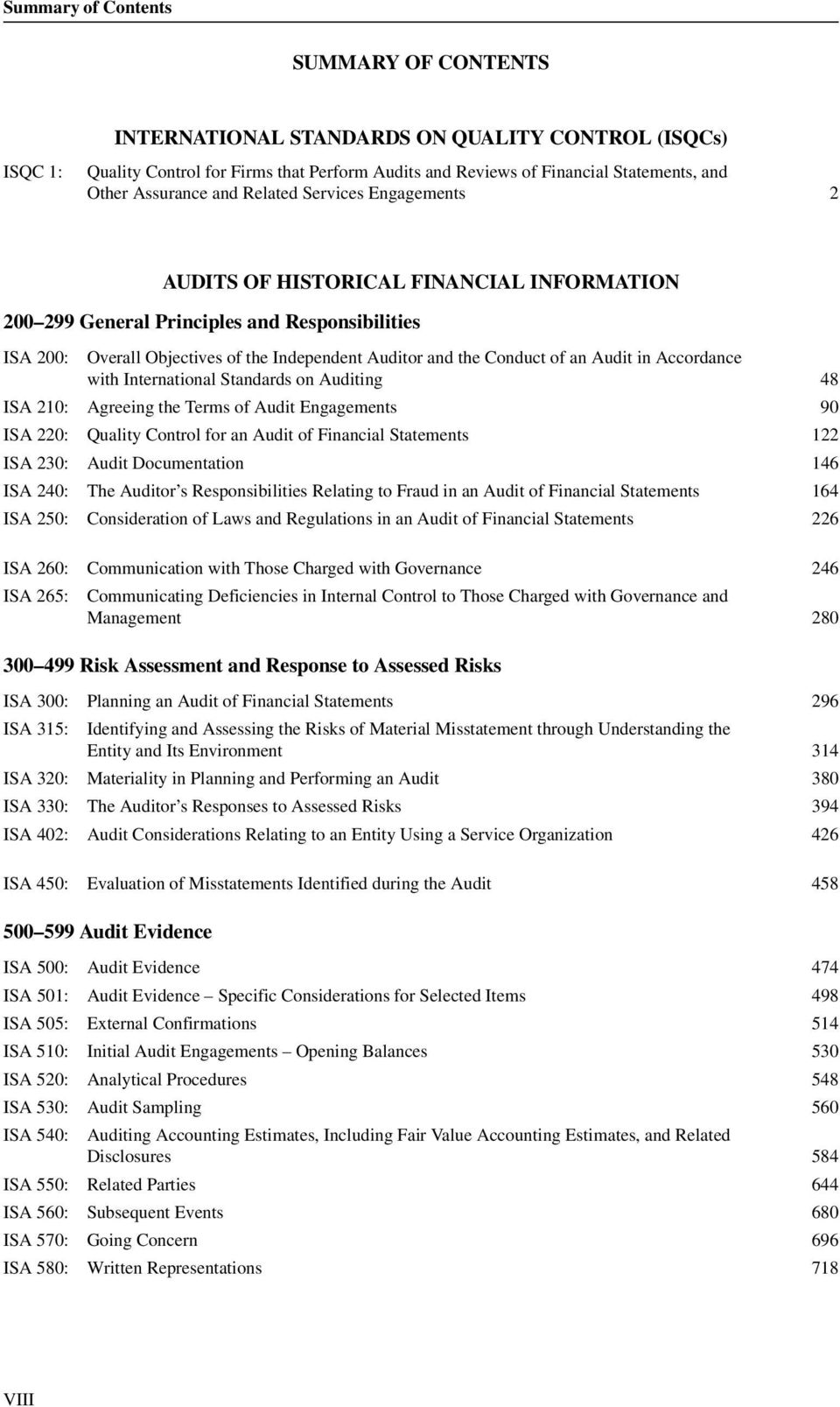 Conduct of an Audit in Accordance with International Standards on Auditing 48 ISA 210: Agreeing the Terms of Audit Engagements 90 ISA 220: Quality Control for an Audit of Financial Statements 122 ISA