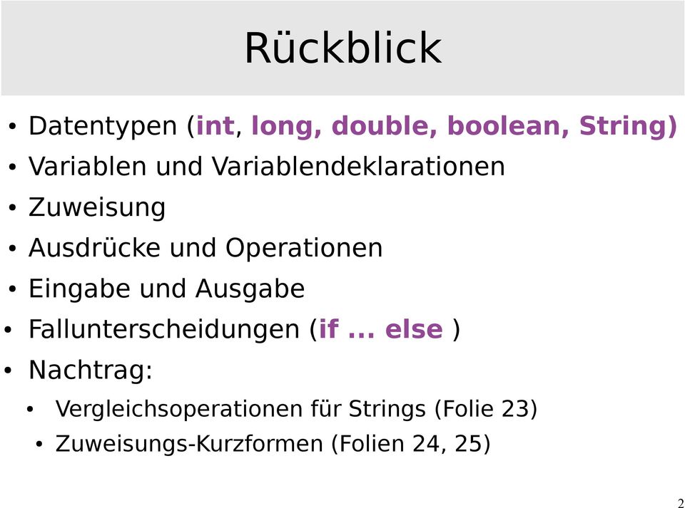 Eingabe und Ausgabe Fallunterscheidungen (if.