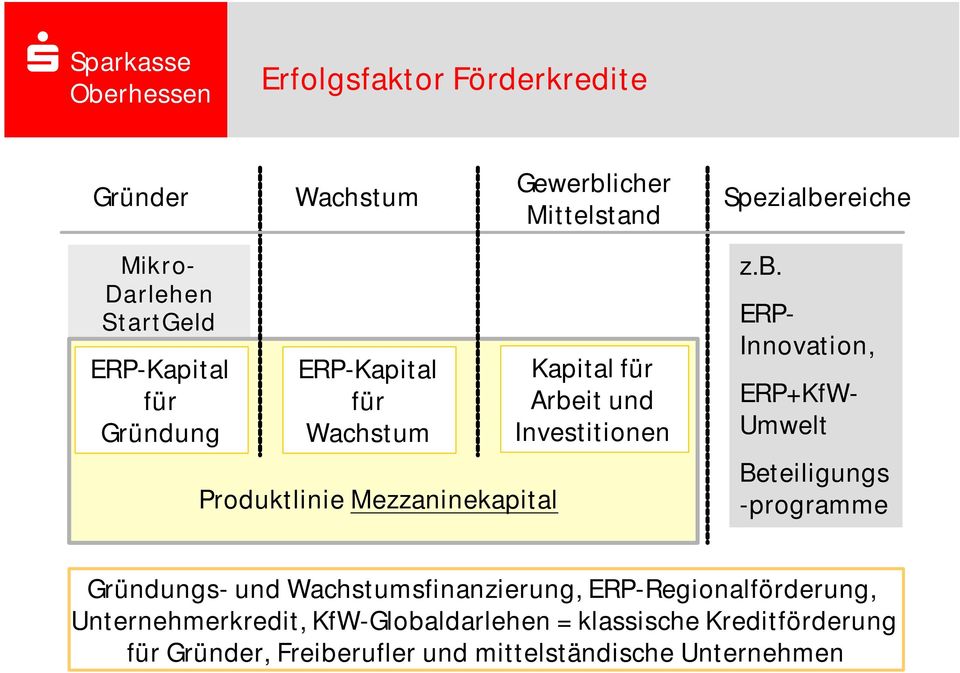 b. ERP- Innovation, ERP+KfW- Umwelt Beteiligungs -programme Gründungs- und Wachstumsfinanzierung,