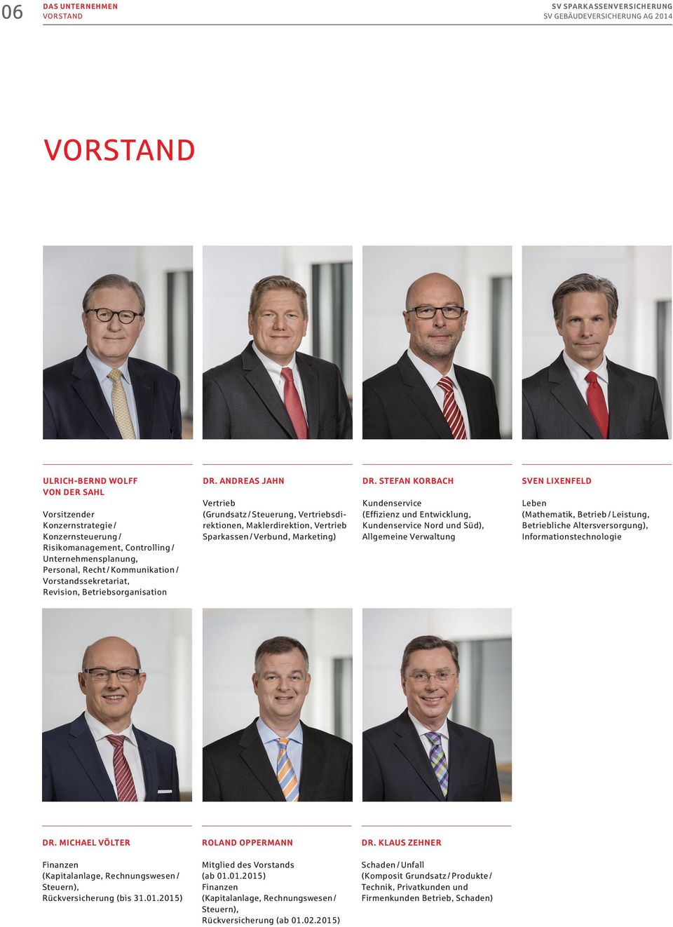 ANDREAS JAHN Vertrieb (Grundsatz / Steuerung, Vertriebsdirektionen, Maklerdirektion, Vertrieb Sparkassen / Verbund, Marketing) DR.