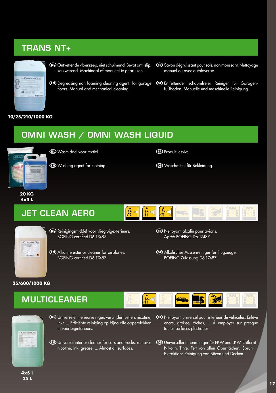 10/25/210/1000 KG OMNI WASH / OMNI WASH LIQUID Wasmiddel voor textiel. Produit lessive. Washing agent for clothing. Waschmittel für Bekleidung.